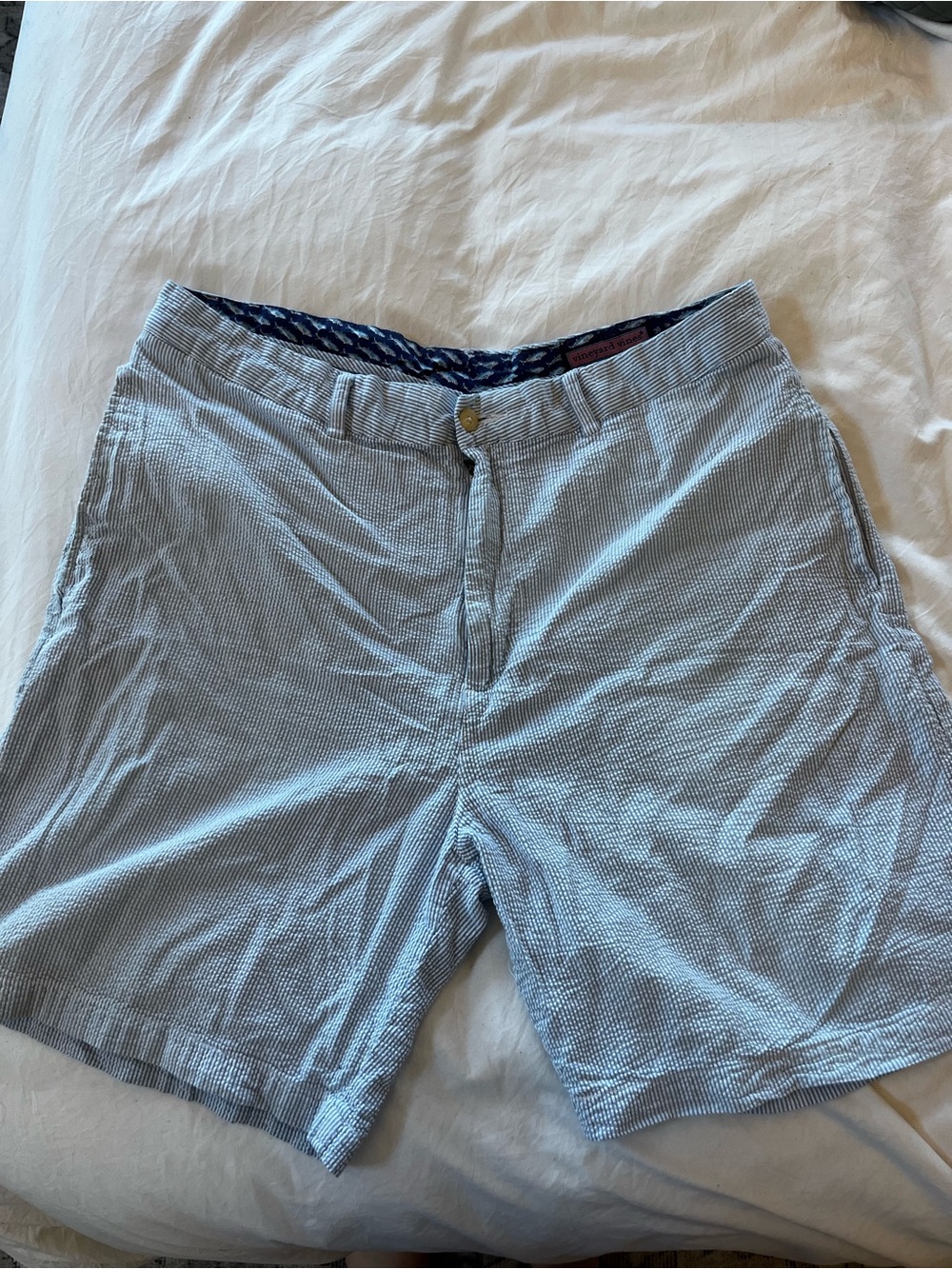 Vineyard Vines Light Blue Seersucker Flat Front Shorts